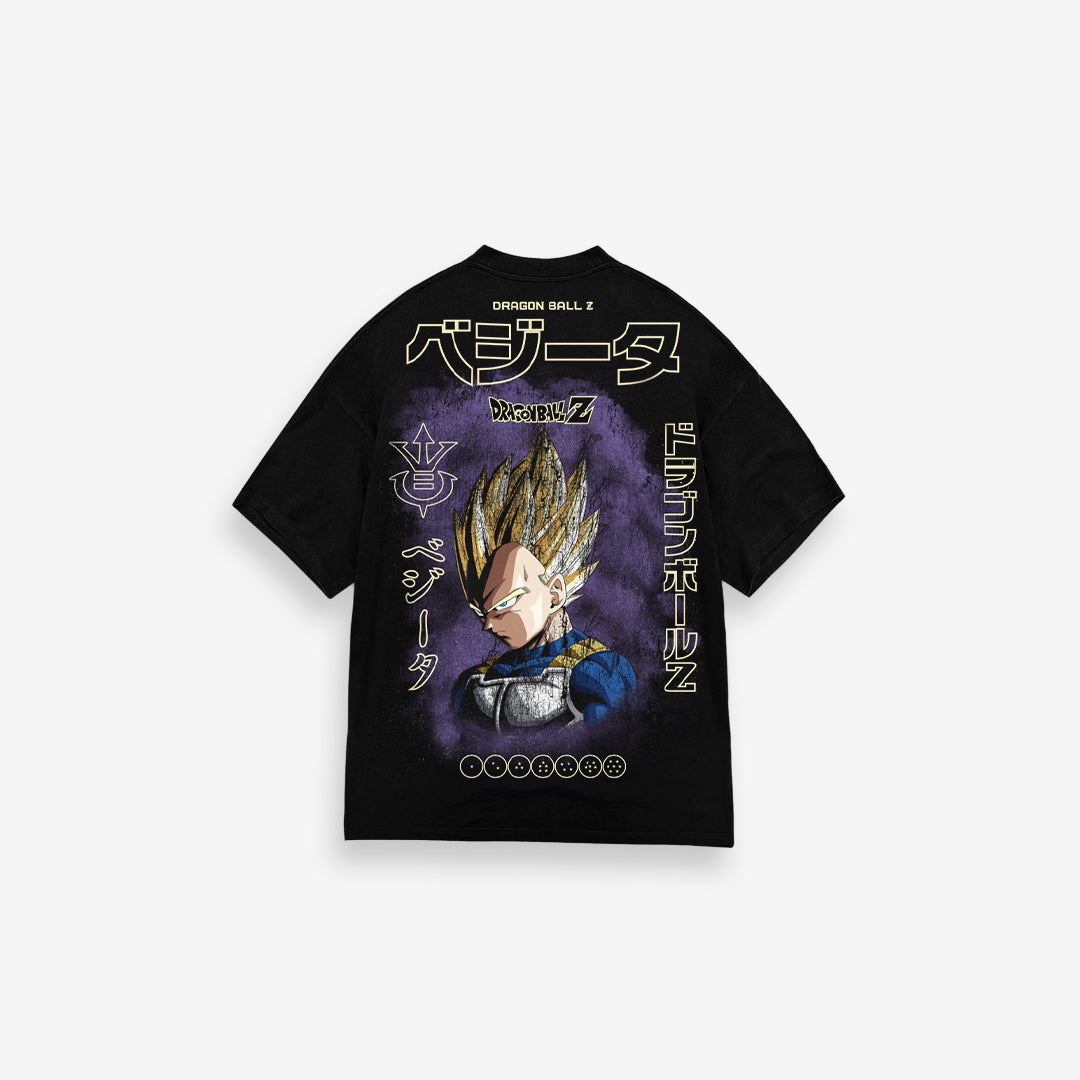 Camiseta Oversized Dragon Ball Z Vegeta Super Sayajin Preto