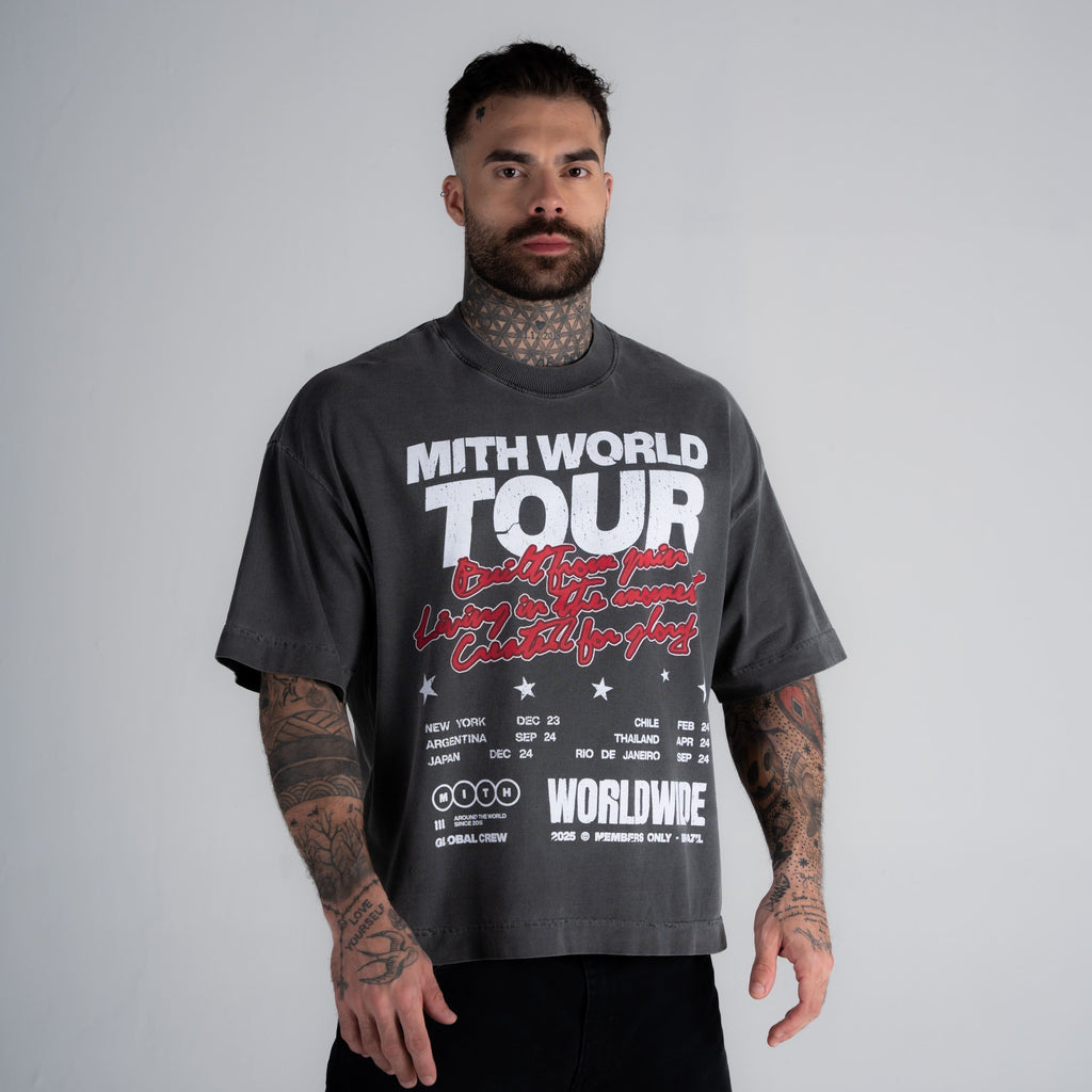 Camiseta Box Estonada Mith Tour Cinza