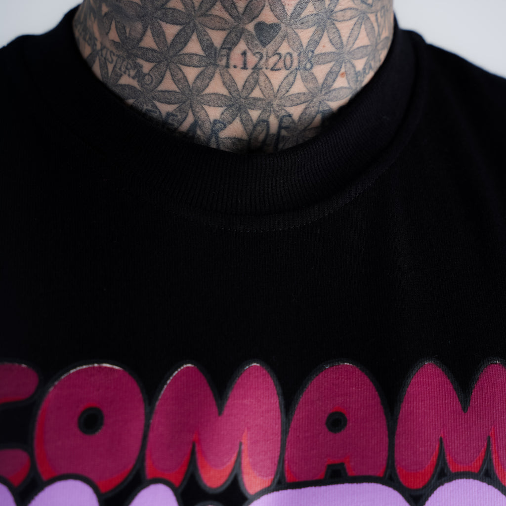 Camiseta Oversized Comam Frutas Neon Toyart Preto