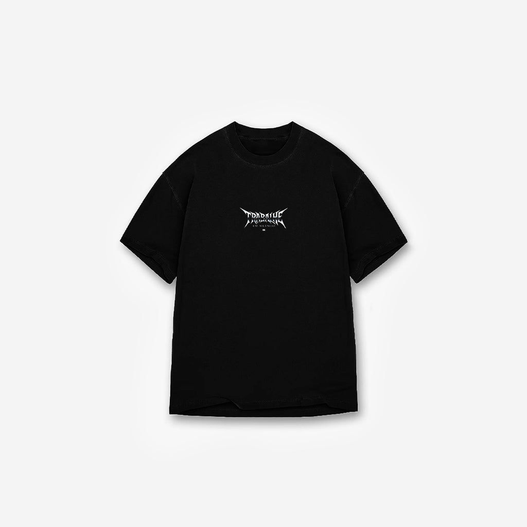 Camiseta <strong>Oversized Treino</strong>  Mith Trabalhe em Silêncio Preto