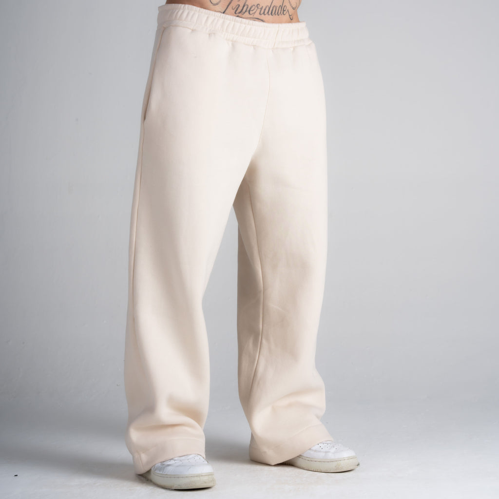 Calça de Moletom Oversized Reta Cloud Creme