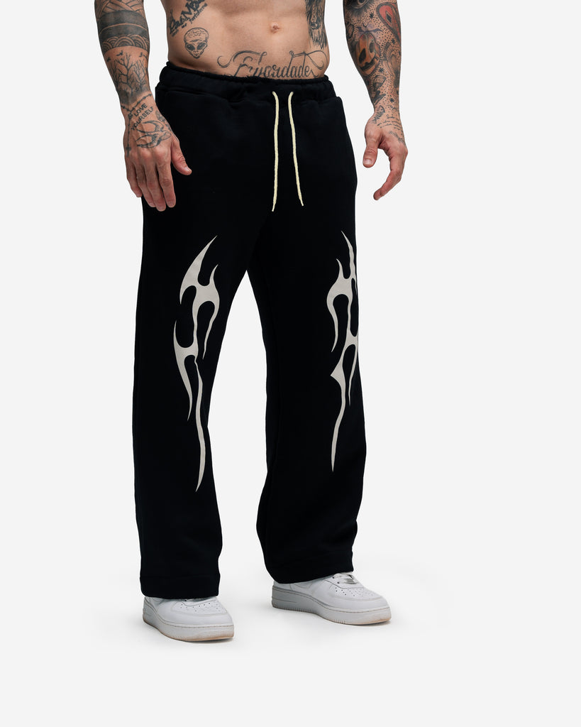 Calça de Moletom Oversized Reta Mith Comam Frutas Flames Off Preto