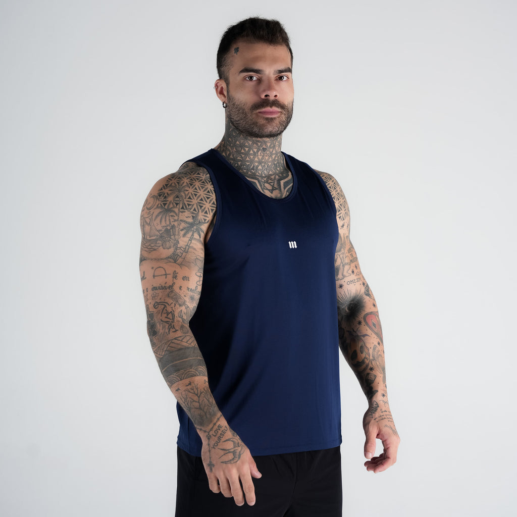 Regata Tank Top Dry Fit Logo Marinho