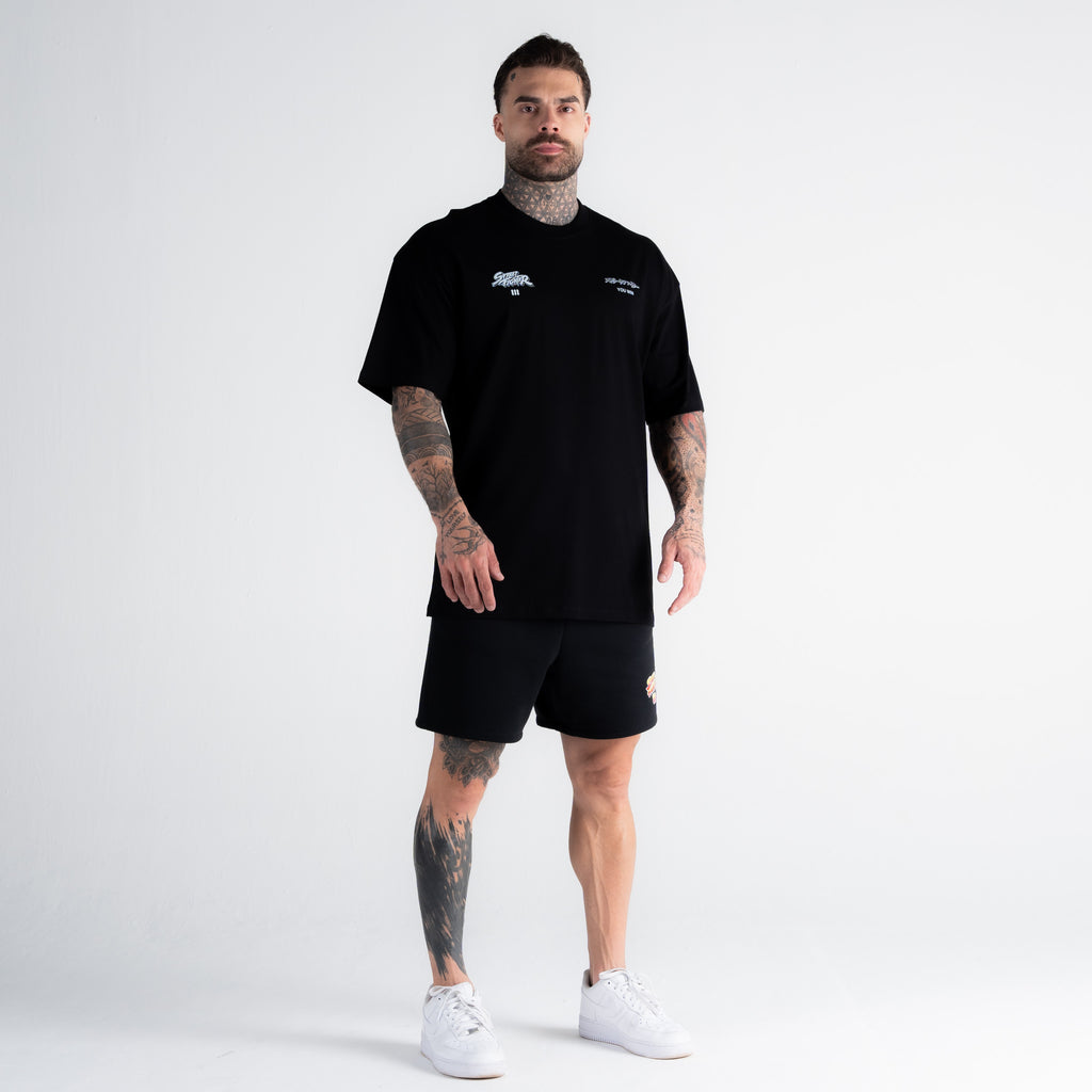 Camiseta Oversized Street Fighter Akuma Aesthetics Preto