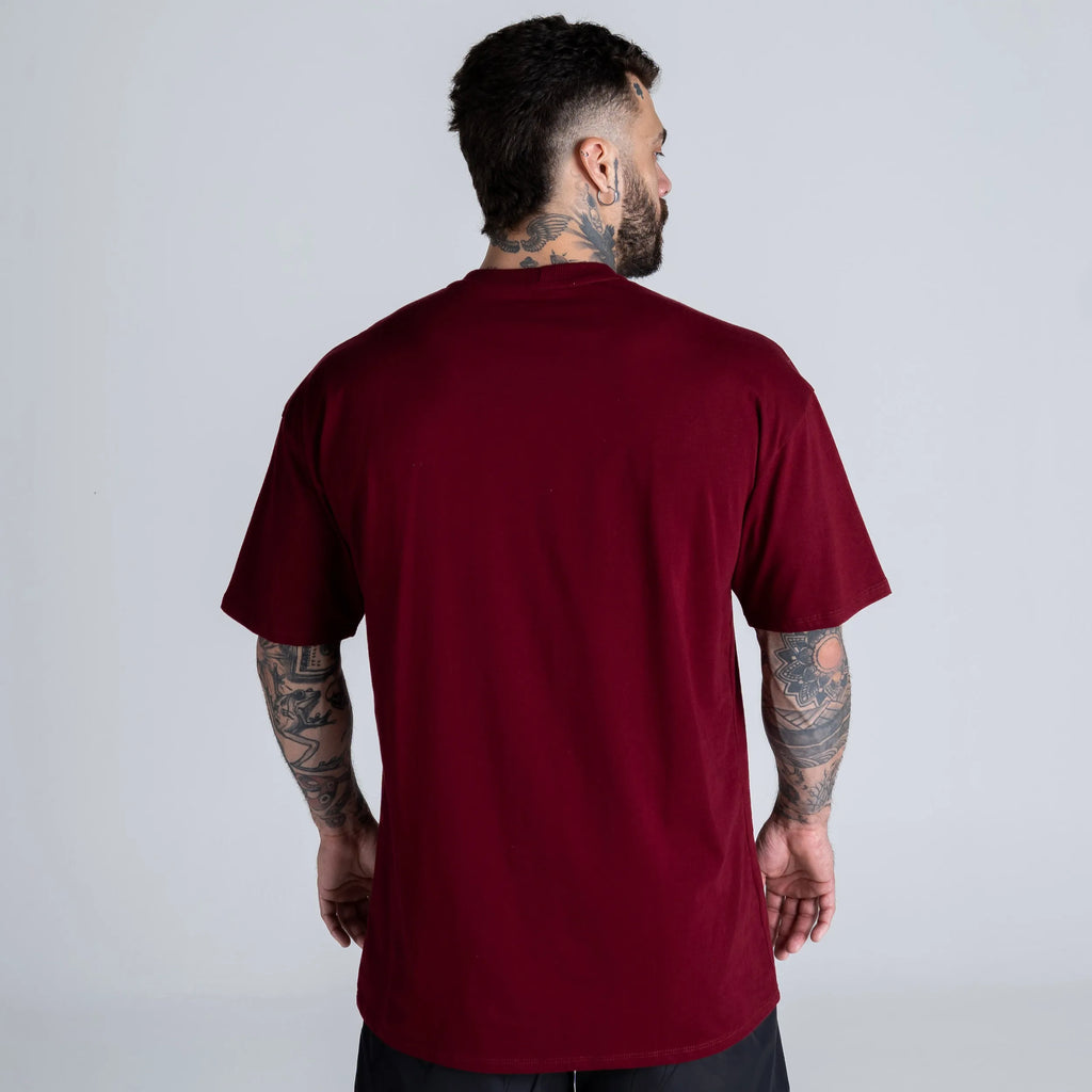 Camiseta Oversized Mith Nation Adornment Bordô