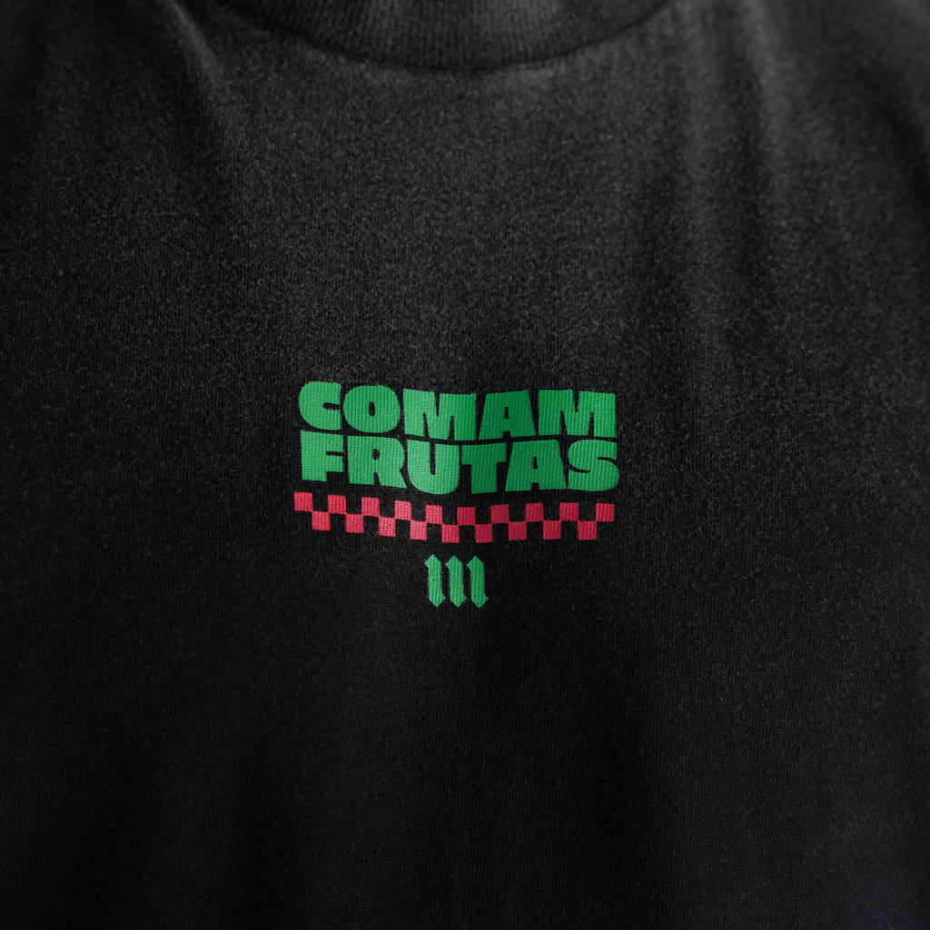 Camiseta Oversized Estonada Comam Frutas Burger Preto