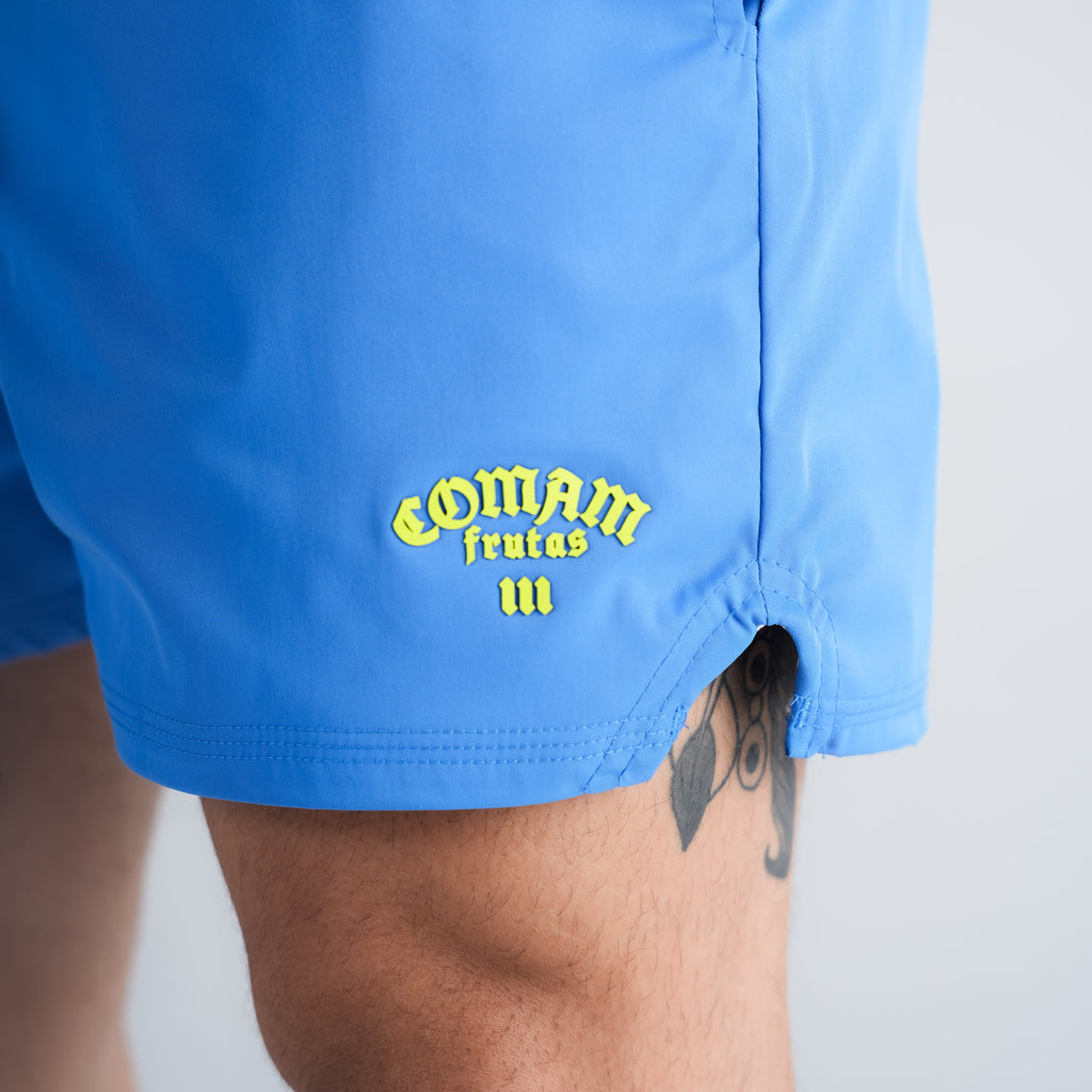 Shorts Curto Tactel Comam Frutas Azul