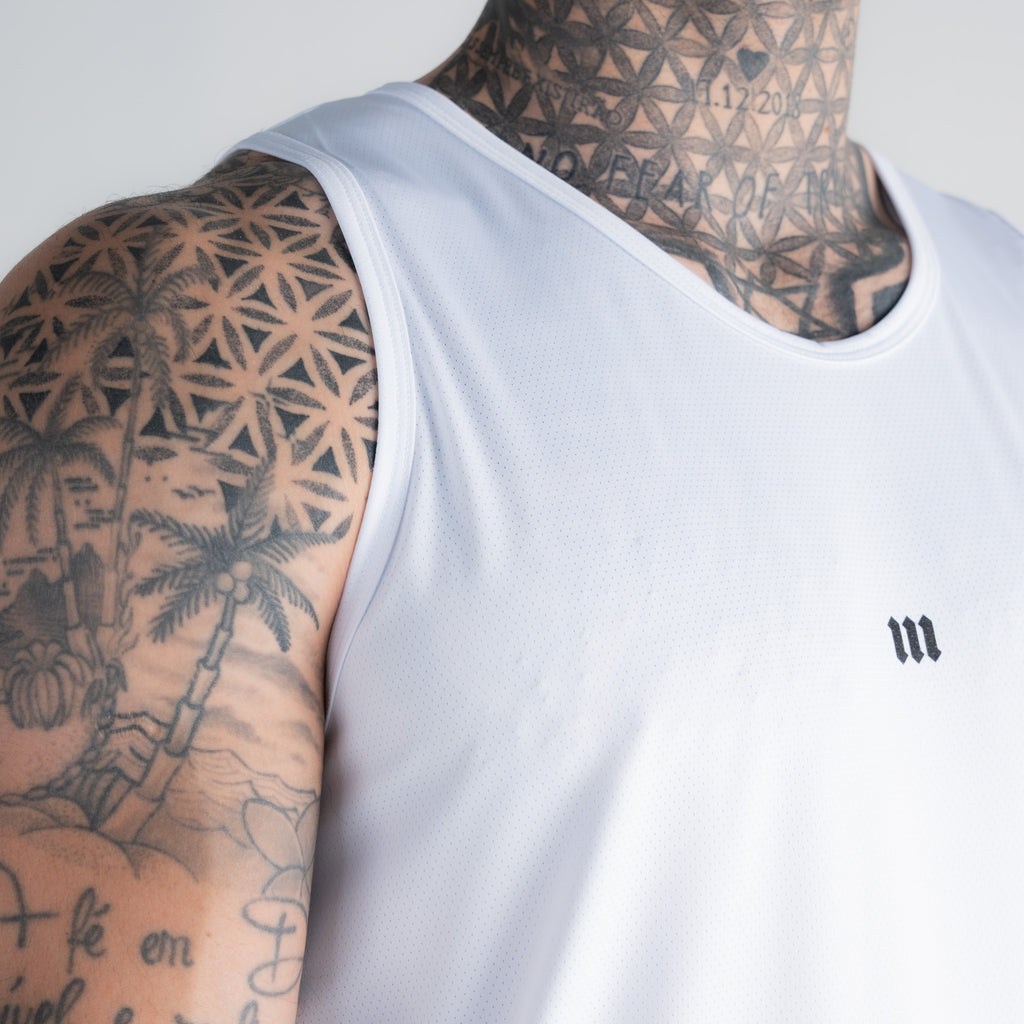 Regata Tank Top Dry Fit Logo Branco
