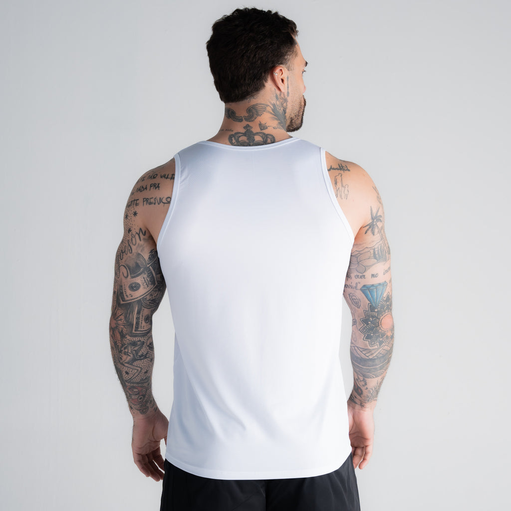 Regata Tank Top Dry Fit Logo Branco