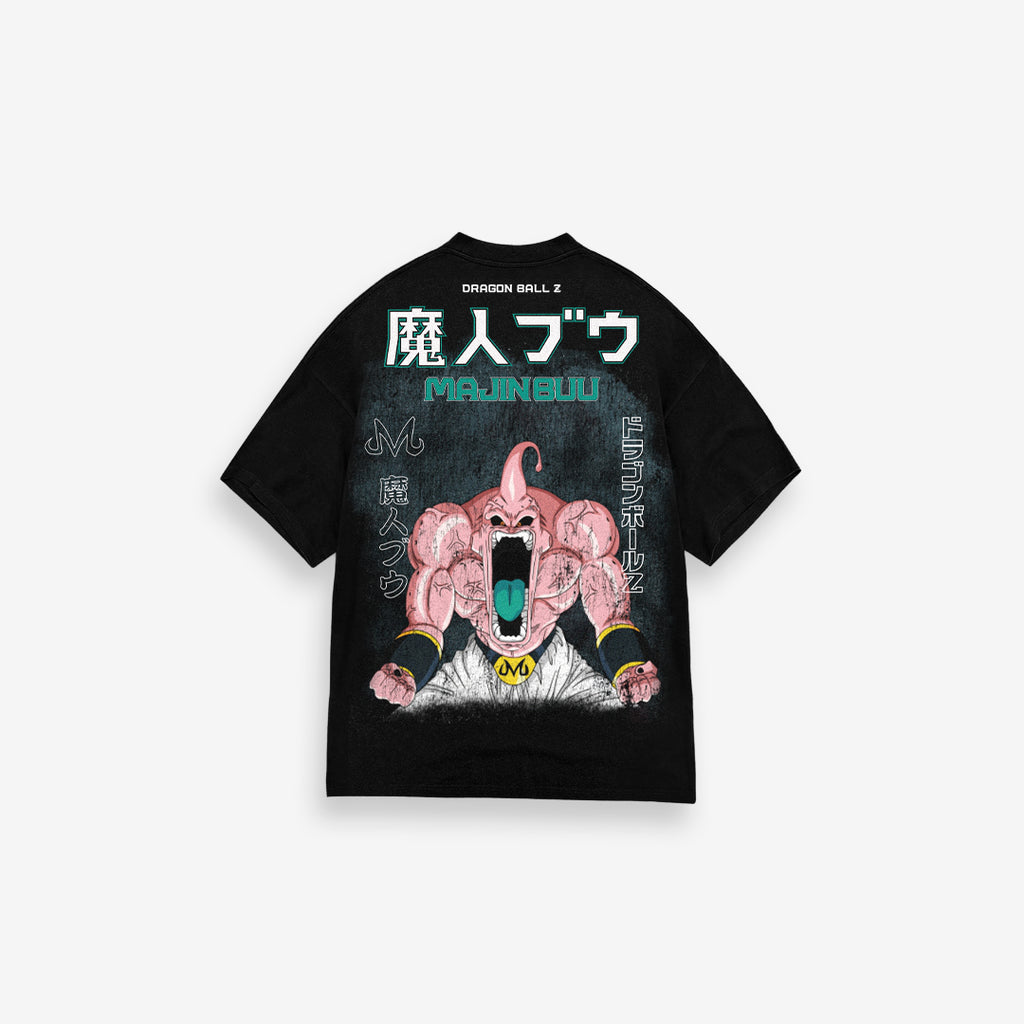 Camiseta Oversized Dragon Ball Z Kid Buu Green Preto