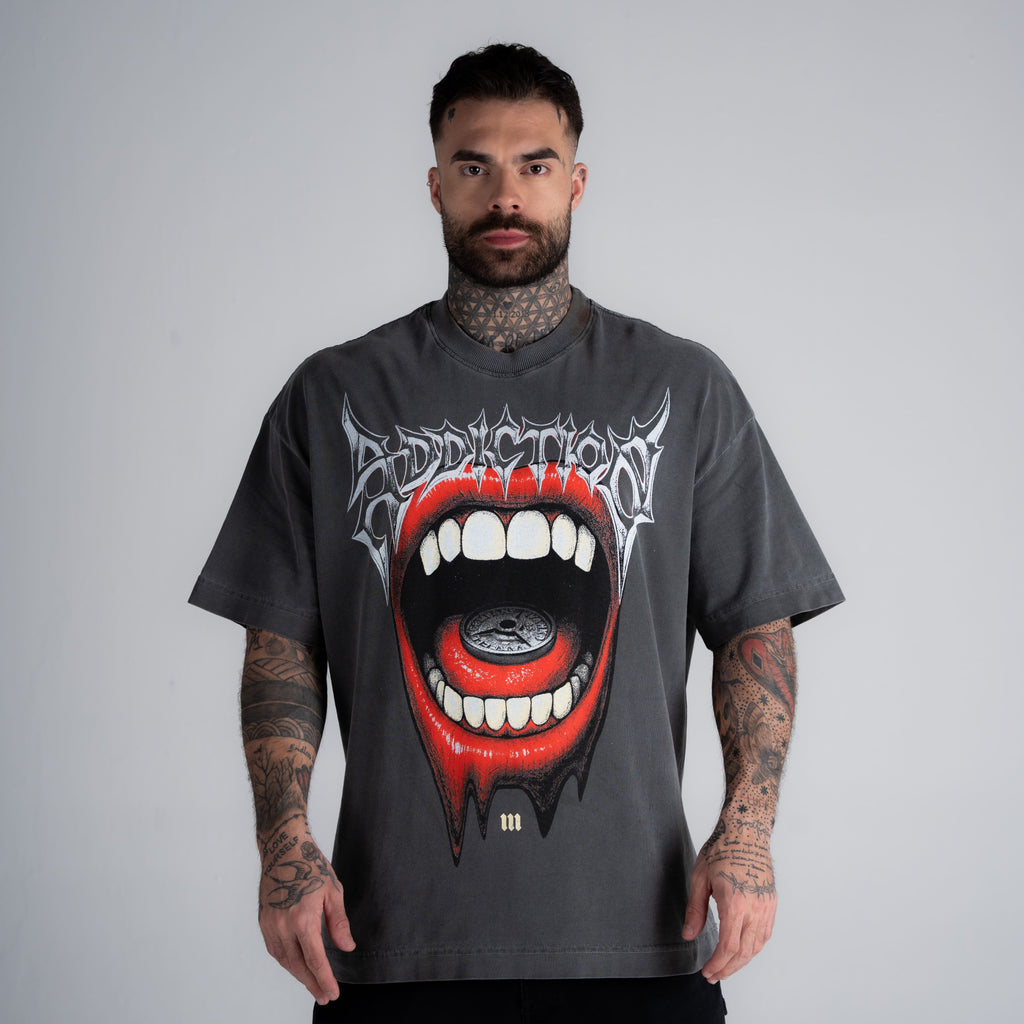 Camiseta Oversized Estonada Addiction Cinza