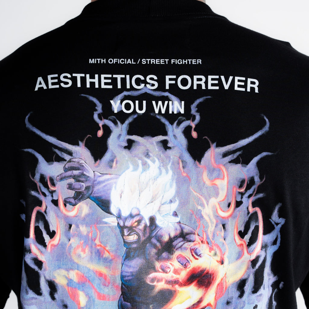 Camiseta Oversized Street Fighter Akuma Aesthetics Preto