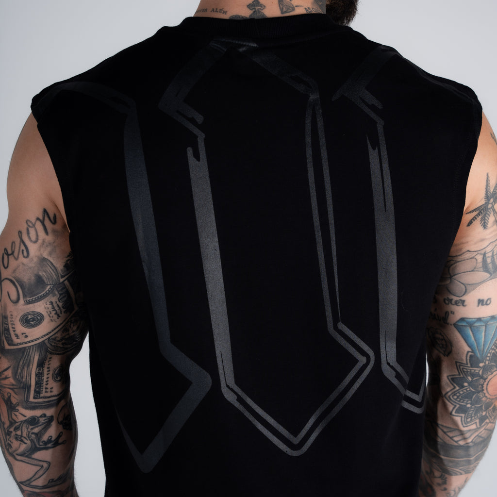 Regata Drop Shoulder Slevelles Mith Nation Doodle Preto