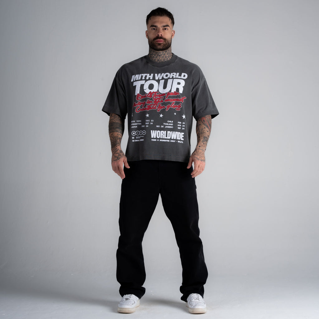 Camiseta Box Estonada Mith Tour Cinza