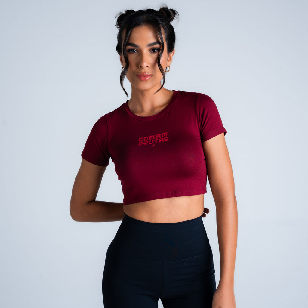 Cropped Básico Comam Frutas Logo Bordô