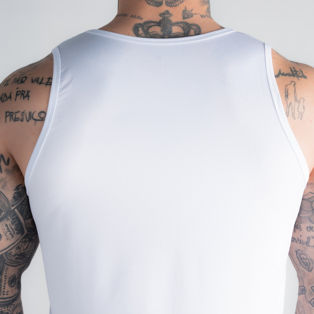 Regata Tank Top Dry Fit Logo Branco