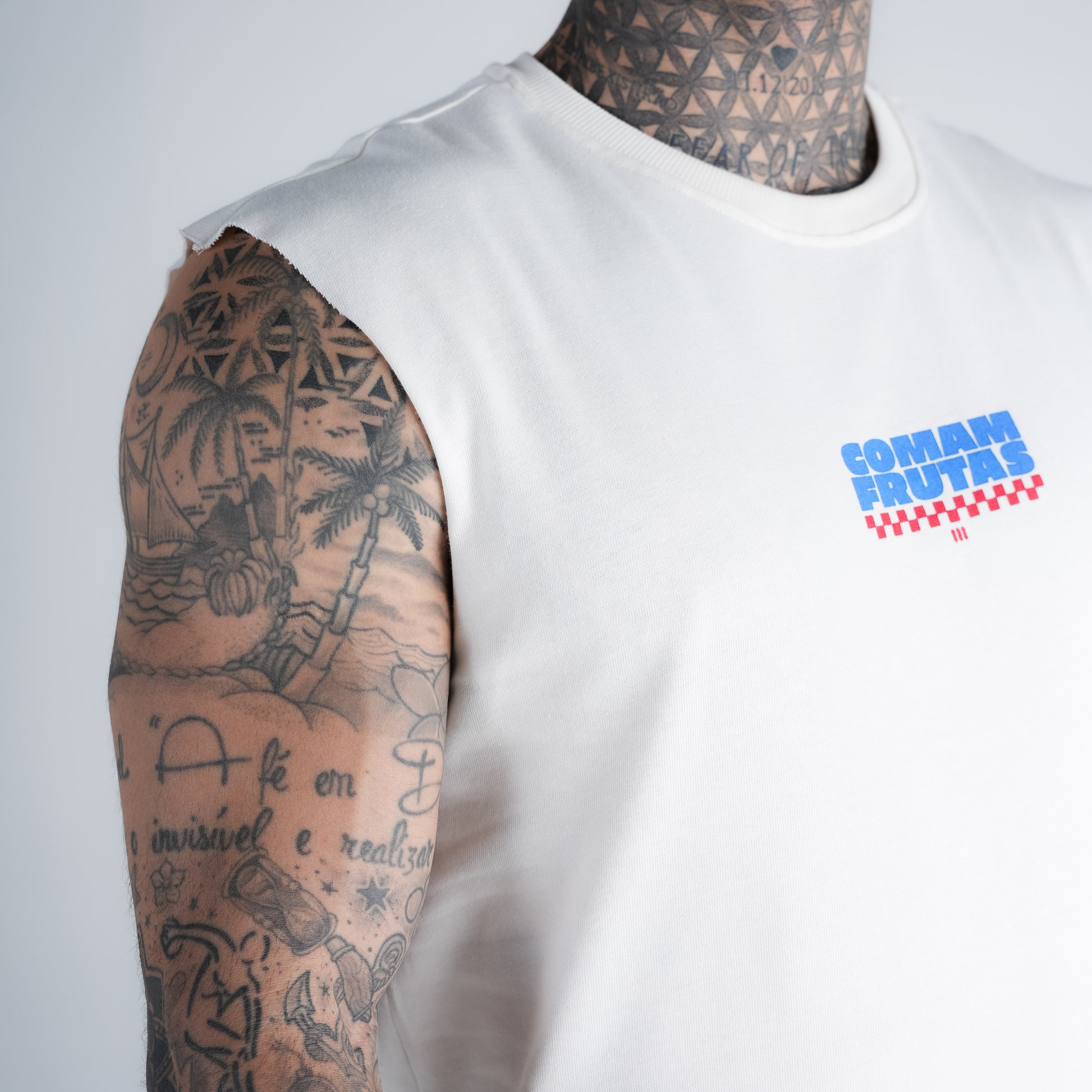 Regata Drop Shoulder Slevelles Mith Comam Frutas Reticule Burger Off White