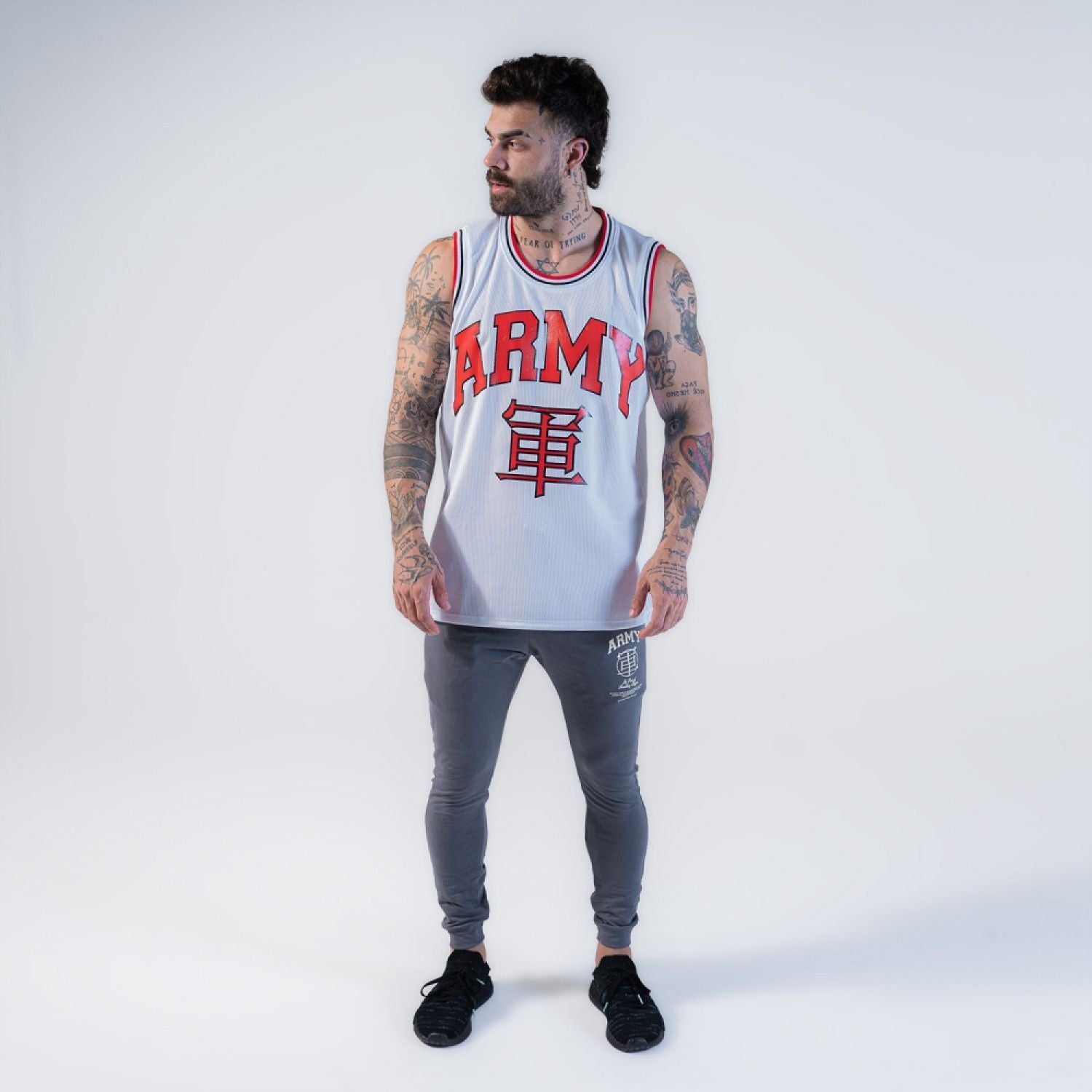 Regata Basquete Army Logo Branco