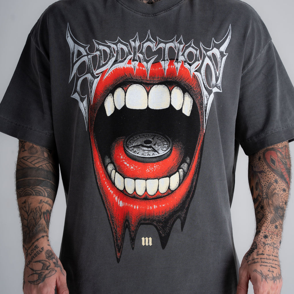 Camiseta Oversized Estonada Addiction Cinza