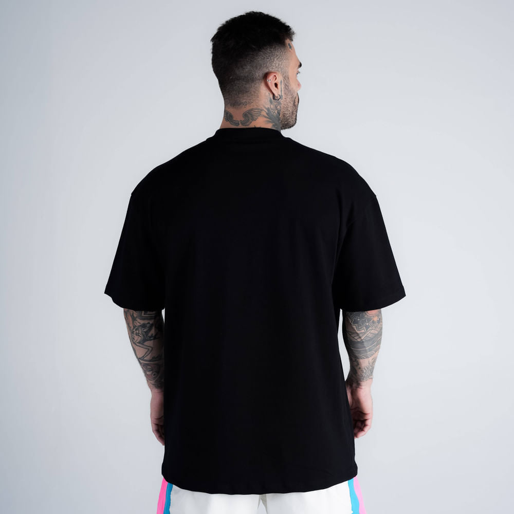 Camiseta Oversized Comam Frutas Neon Toyart Preto