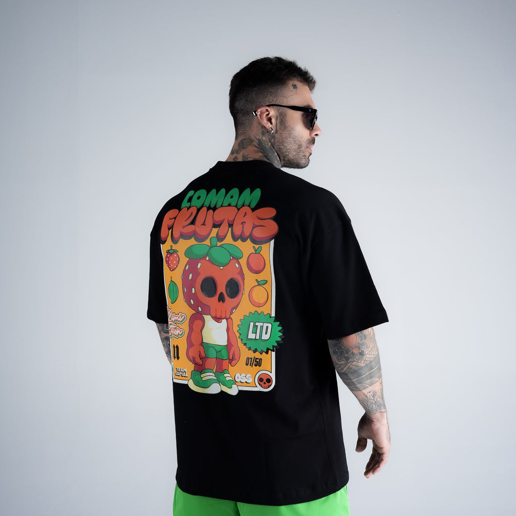 Camiseta Oversized Comam Frutas Toyart Preto