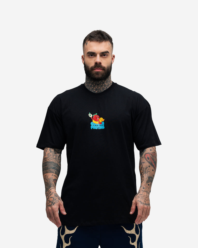 Camiseta Oversized Mith Comam Frutas Pool Party Preto