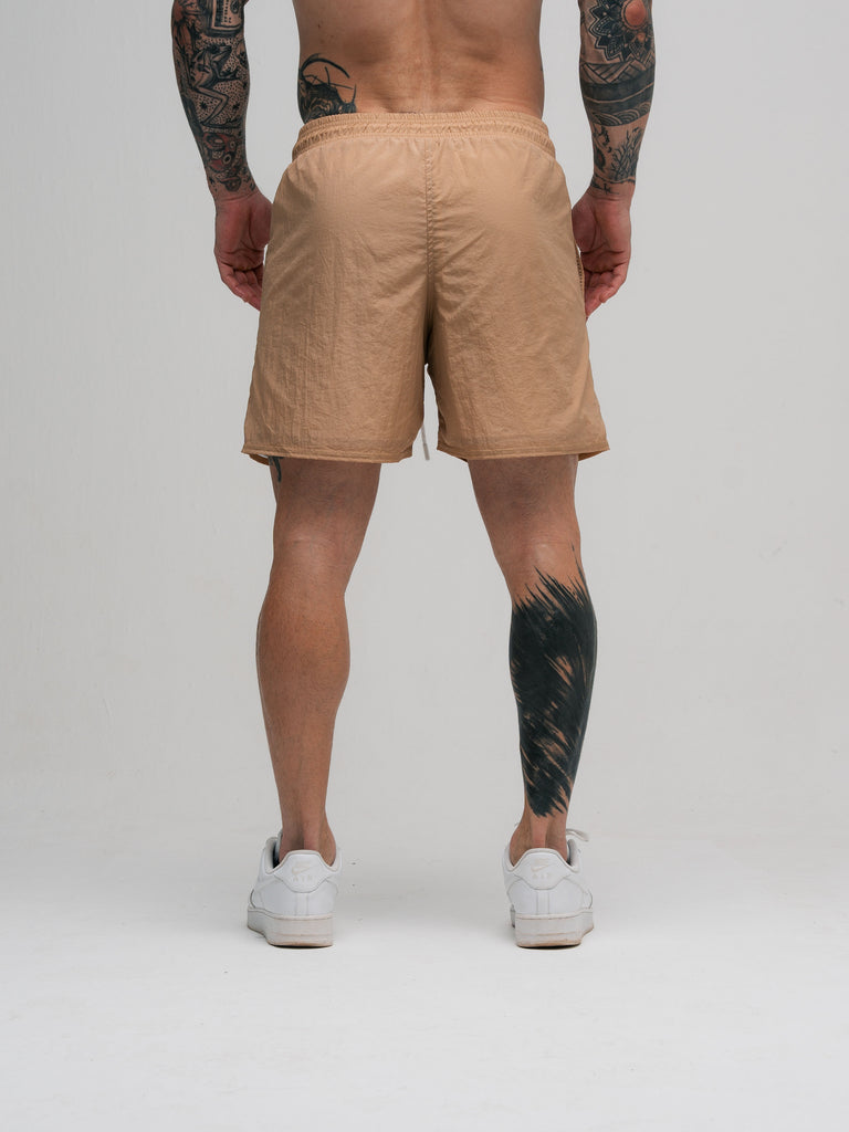Shorts de Tactel Mith Comam Frutas Flames Bege
