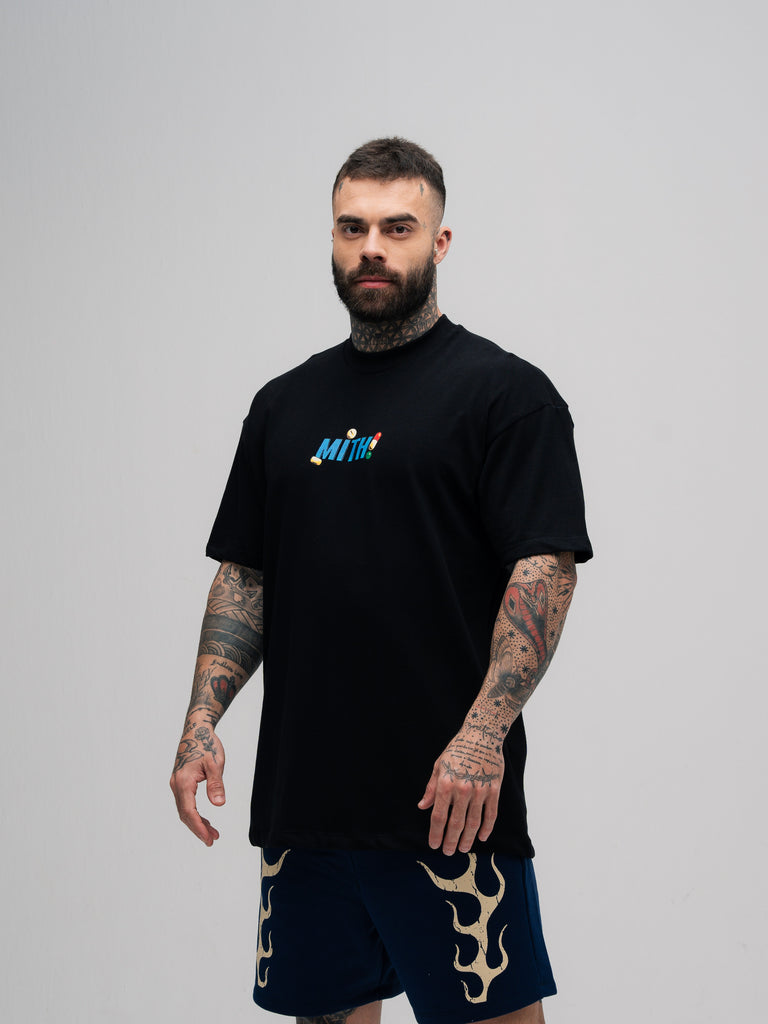 Camiseta Oversized Mith Comam Frutas Kit Preto