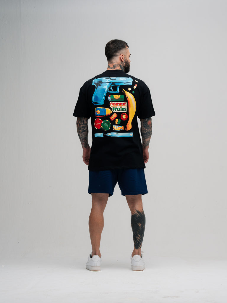 Camiseta Oversized Mith Comam Frutas Kit Preto