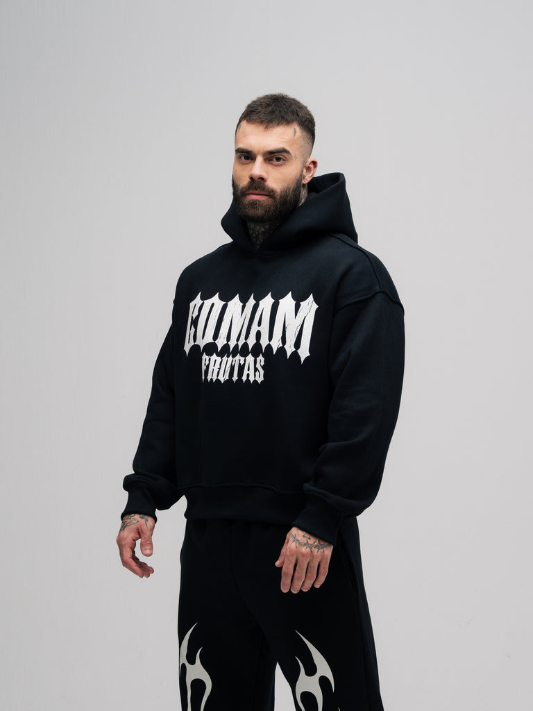 Blusa de Moletom Box Mith Mith Comam Frutas Flames Preto