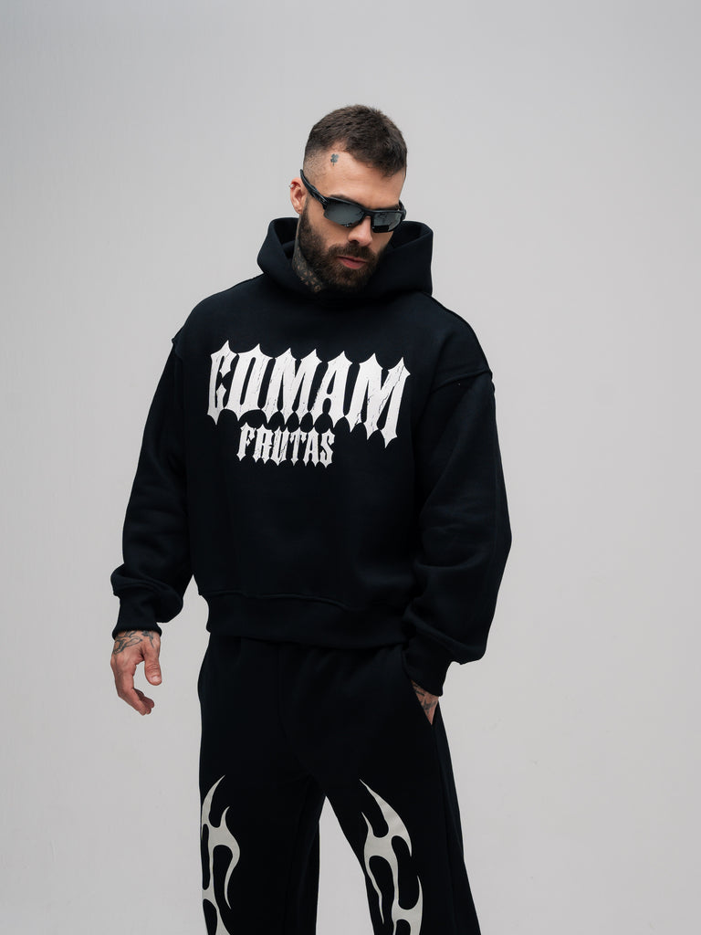 Blusa de Moletom Box Mith Mith Comam Frutas Flames Preto