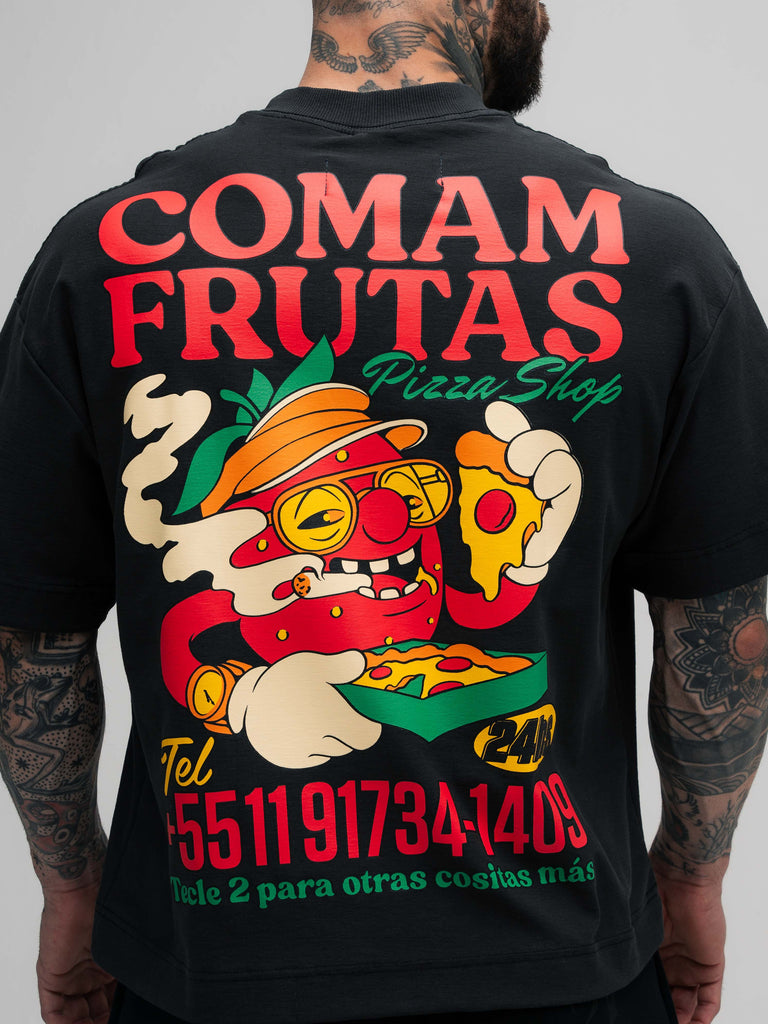 Camiseta Box Mith Comam Frutas Pizza Shop Chumbo