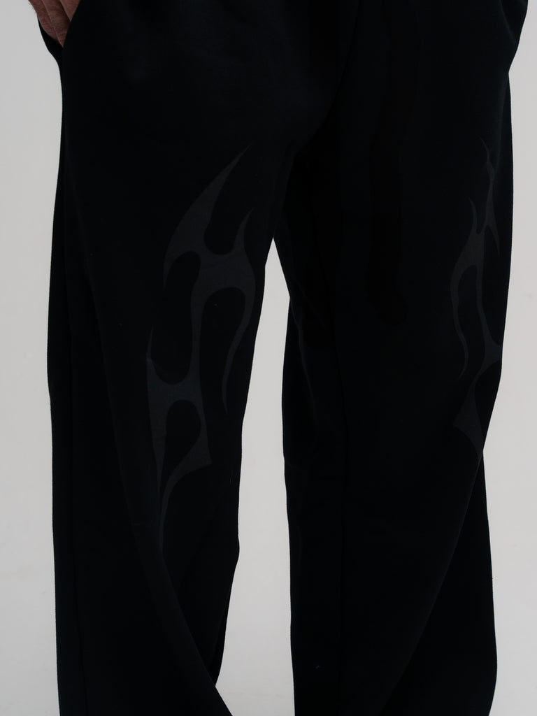 Calça de Moletom Oversized Reta Mith Comam Frutas Flame Preto