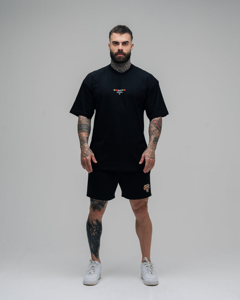 Camiseta Oversized Street Fighter Mr. Bison Map Preto