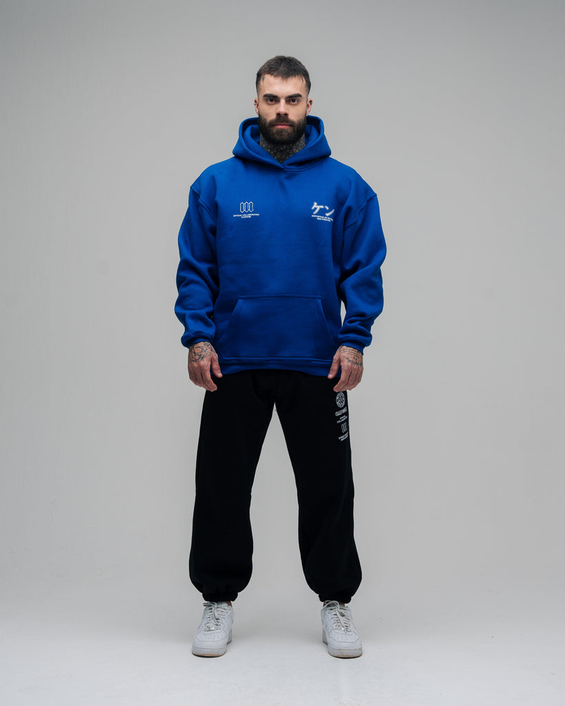 Blusa De Moletom Oversized Capuz Street Fighter Ken Azul