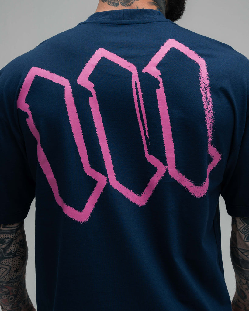 Camiseta Oversized Mith Nation Scribble Marinho