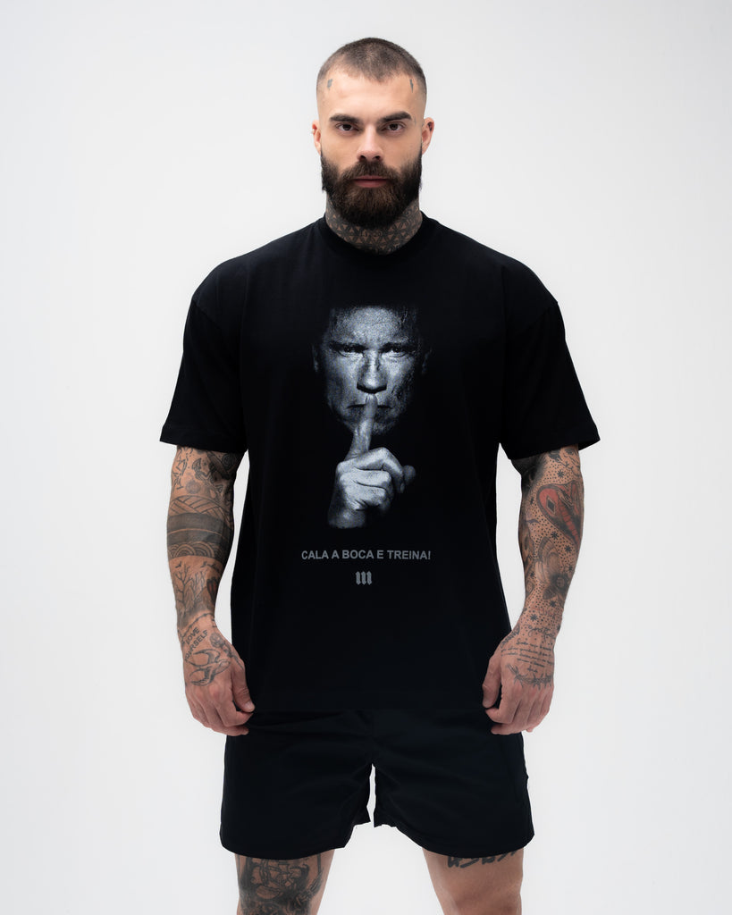 Camiseta <strong>Oversized Treino</strong>  Mith Cala a Boca e Treina Preto