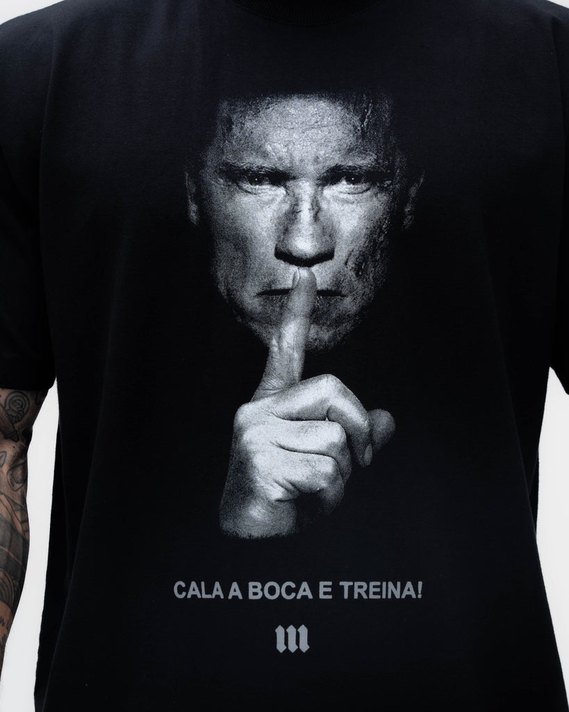 Camiseta <strong>Oversized Treino</strong>  Mith Cala a Boca e Treina Preto