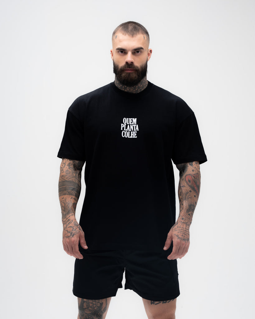 Camiseta <strong>Oversized Treino</strong>  Mith Quem Planta Colhe Preto