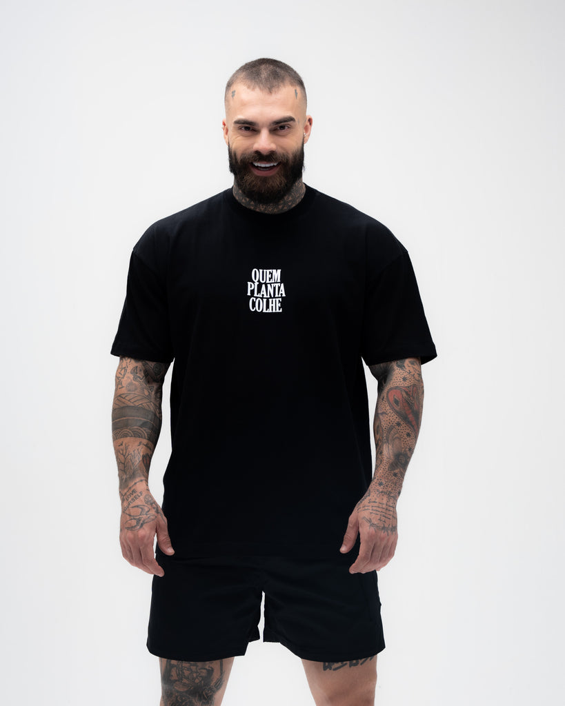 Camiseta <strong>Oversized Treino</strong>  Mith Quem Planta Colhe Preto