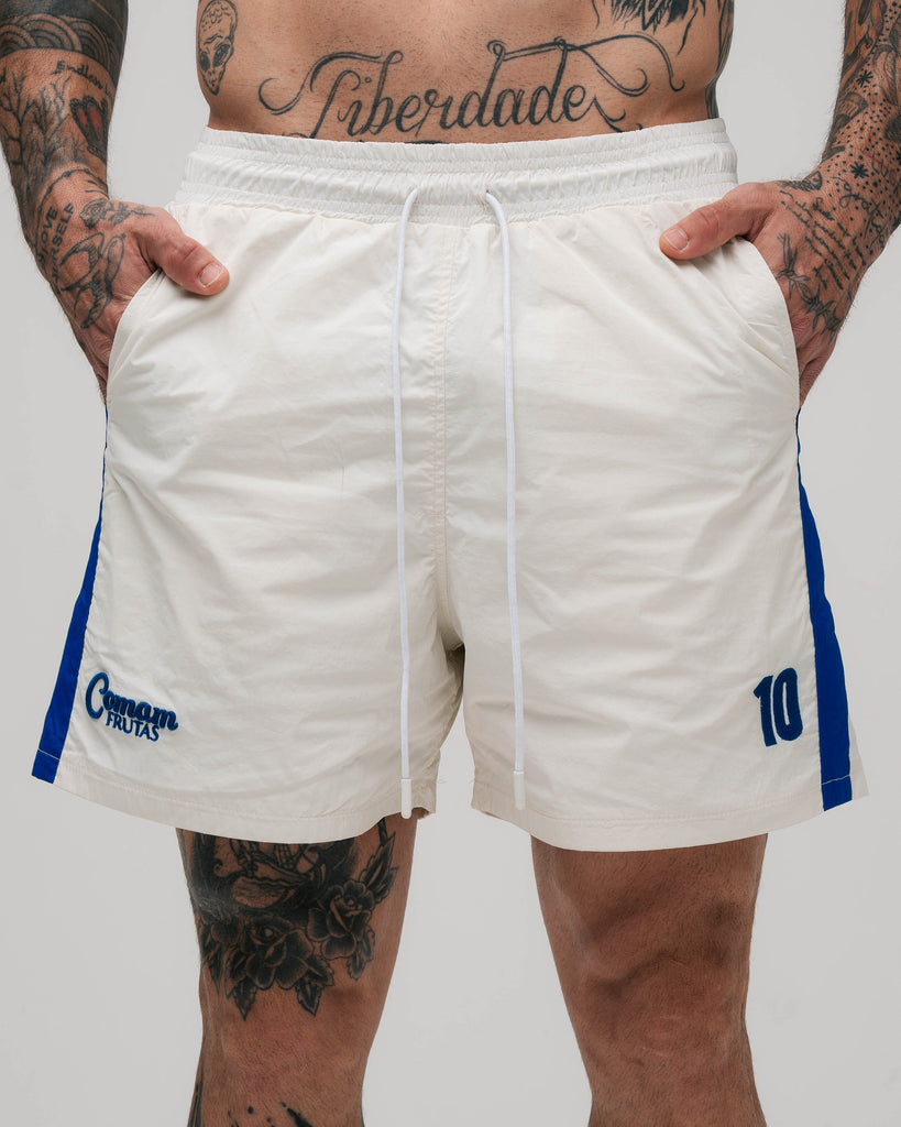 Shorts Curto de Tactel Mith Comam Frutas BR Off White