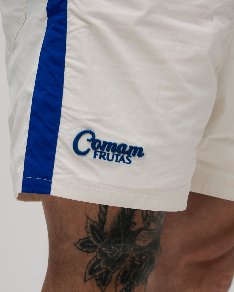 Shorts Curto de Tactel Mith Comam Frutas BR Off White