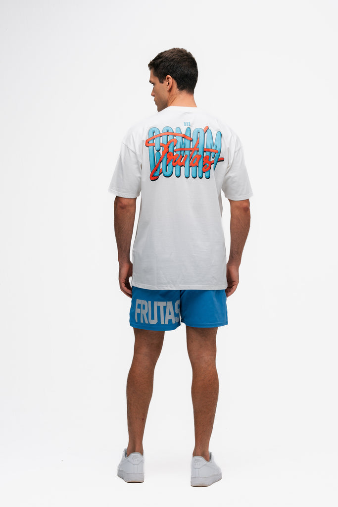 Camiseta Oversized Comam Frutas Lettering Off White