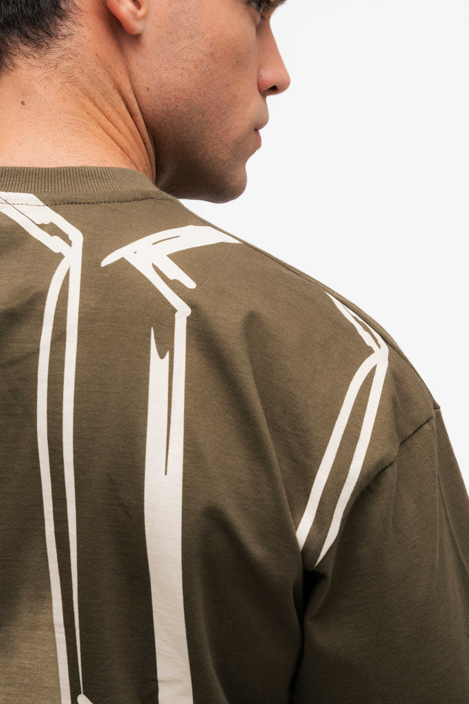 Camiseta Oversized Mith Nation Doodle Verde