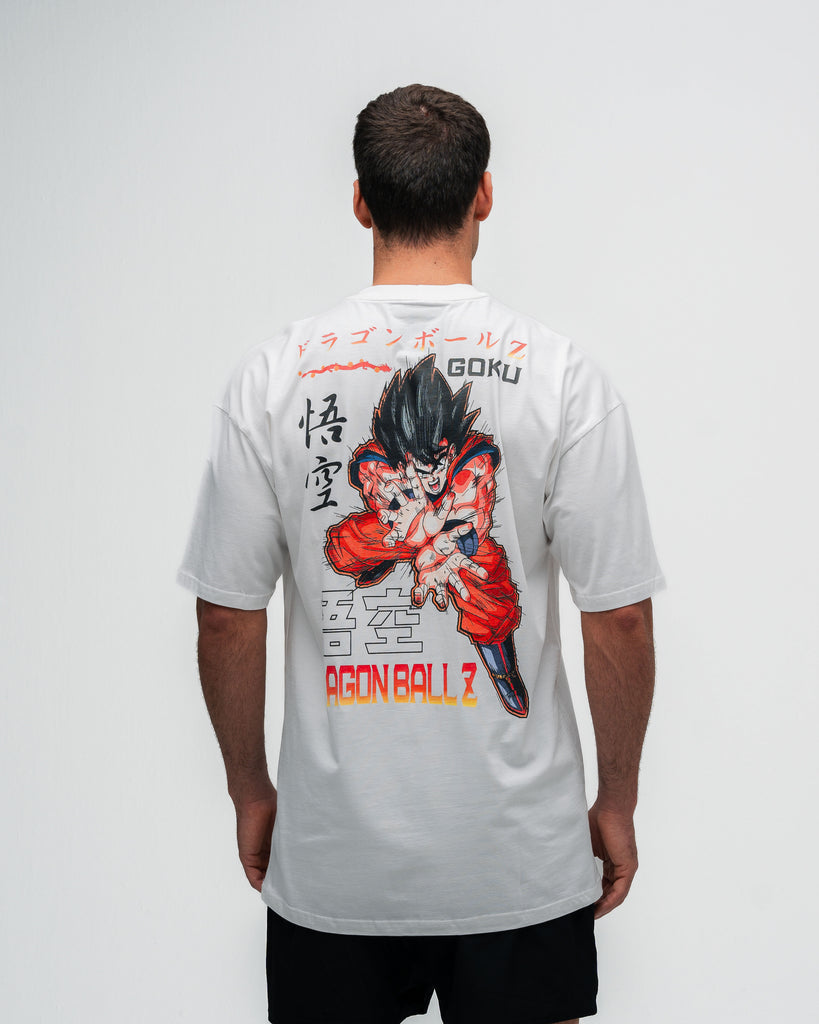Camiseta Oversized Dragon Ball Z Goku Kanji Off White