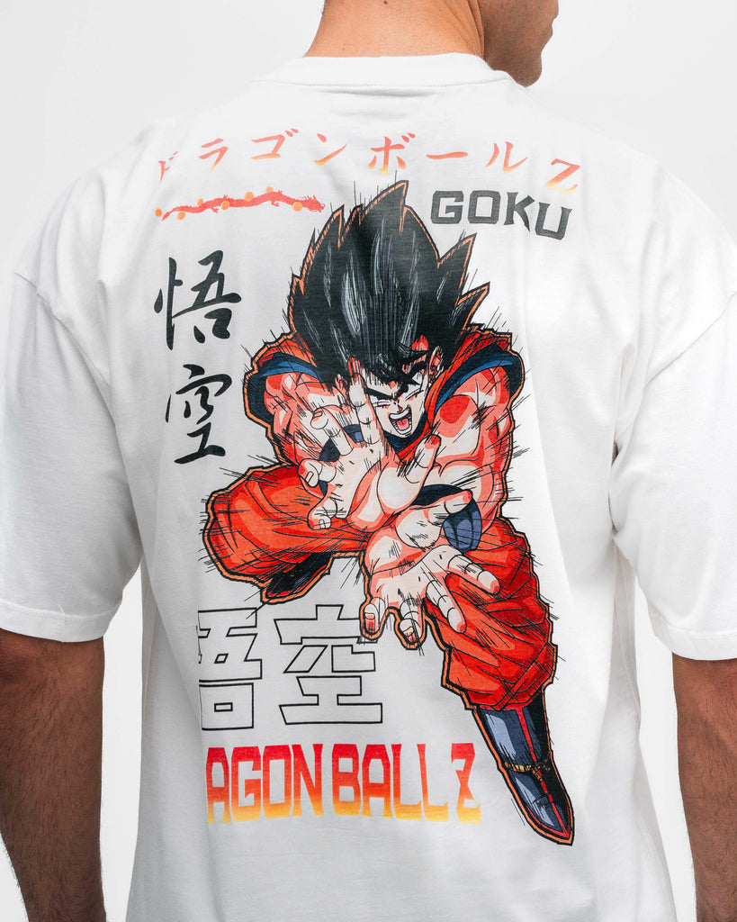 Camiseta Oversized Dragon Ball Z Goku Kanji Off White