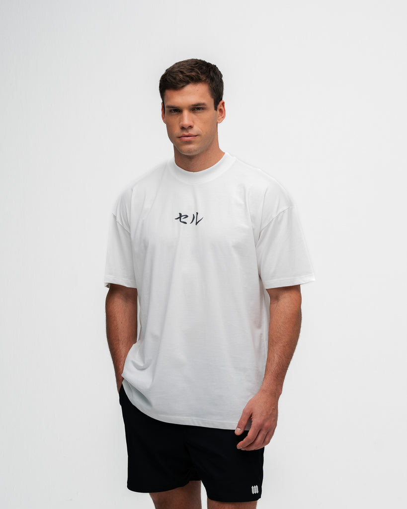 Camiseta Oversized Dragon Ball Z Cell Off White