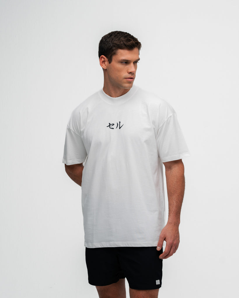 Camiseta Oversized Dragon Ball Z Cell Off White