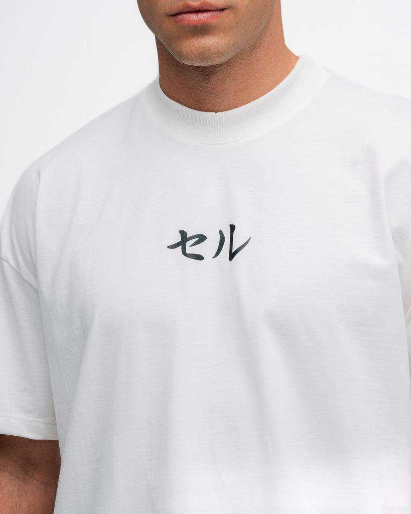 Camiseta Oversized Dragon Ball Z Cell Off White