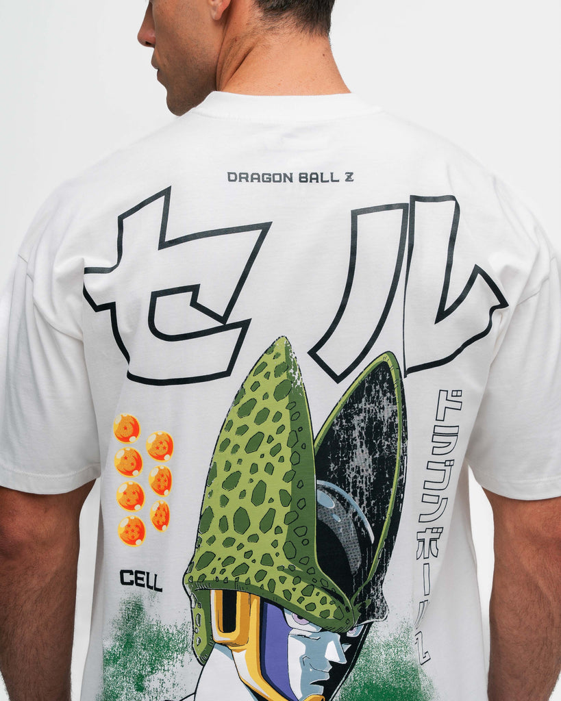 Camiseta Oversized Dragon Ball Z Cell Off White